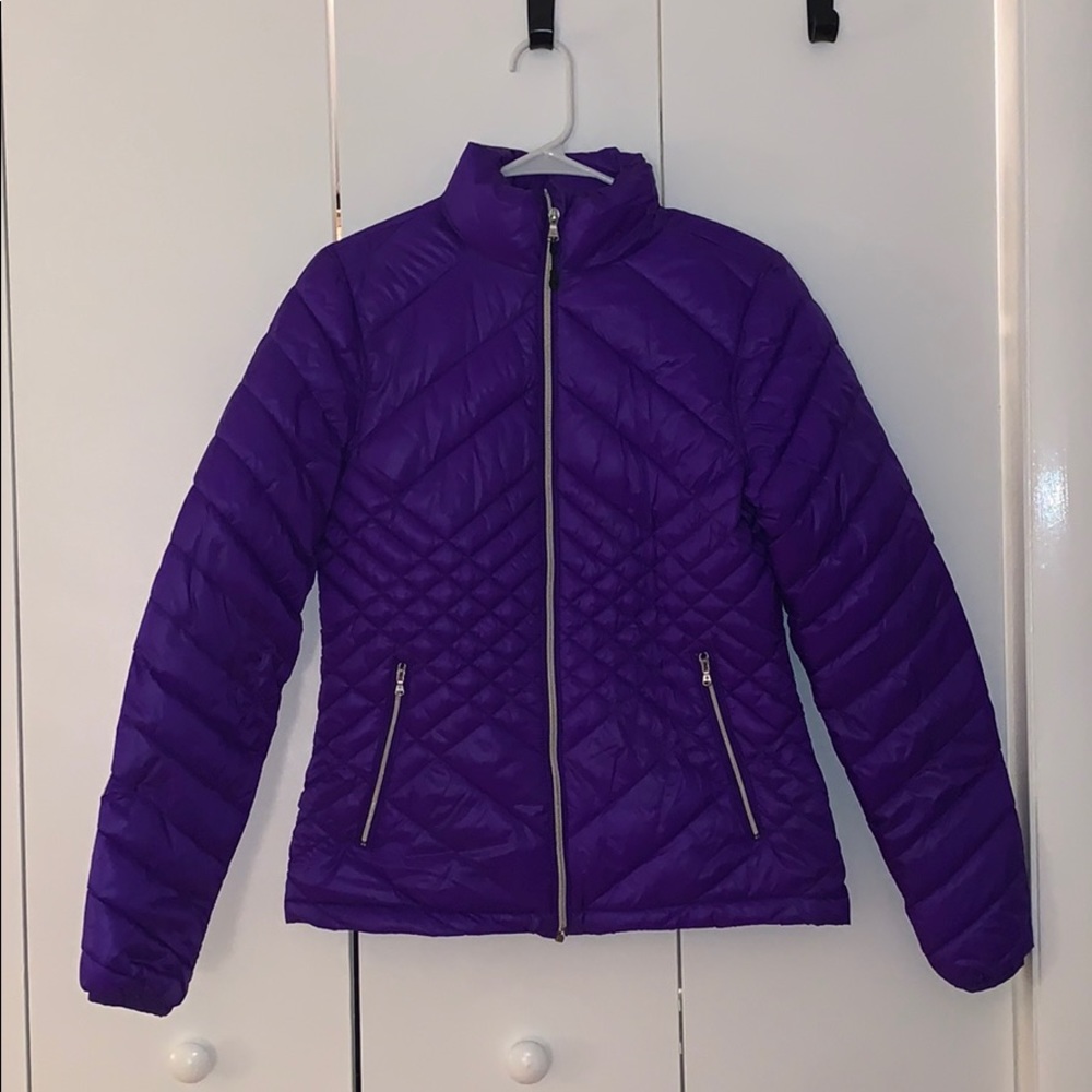 Purple puffer jacket